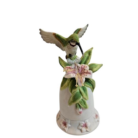 Hummingbird Seymour Mann Signed M. Bernini Porcelain Bisque Bell 1996 Vintage 6" - Picture 10 of 10